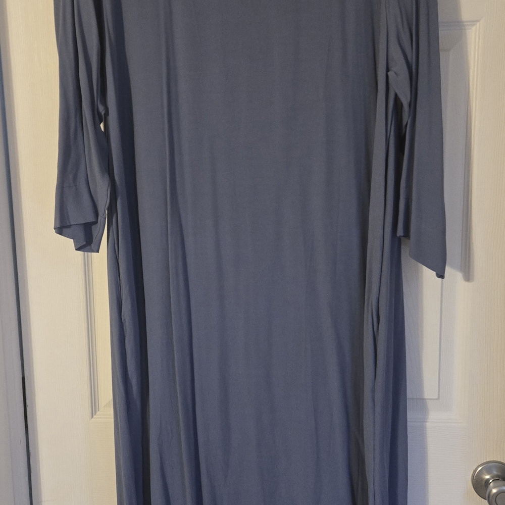 Plus Size Slate Blue Lightweight Dress with 3/4 Sleeves